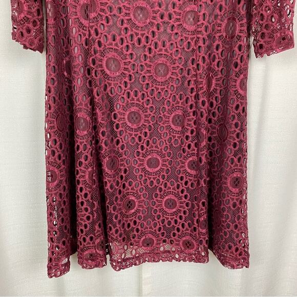 ModCloth Burgundy Crochet Lace Dress Sz.L - Picture 5 of 15
